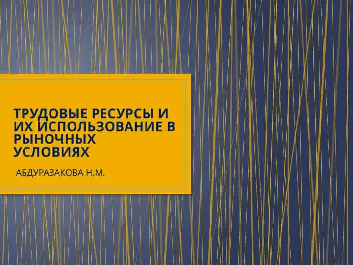 TRUDOVYE RESURSY I IKH ISPOL'ZOVANIE V RYNOCHNYKH USLOVIYAKH