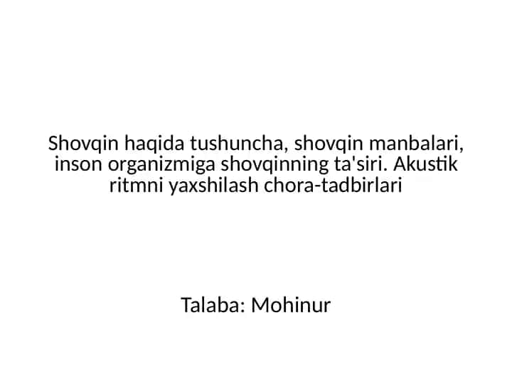 Shovqin haqida tushuncha