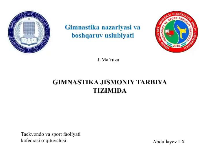 Gimnastika nazariyasi va boshqaruv uslubi