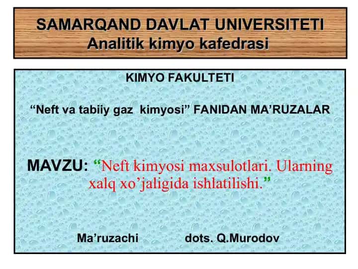 Neft kimyosi maxsulotlari