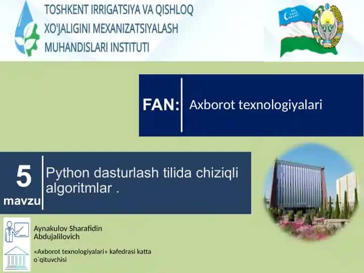 Python dasturlash tilida chiziqli algoritmlar