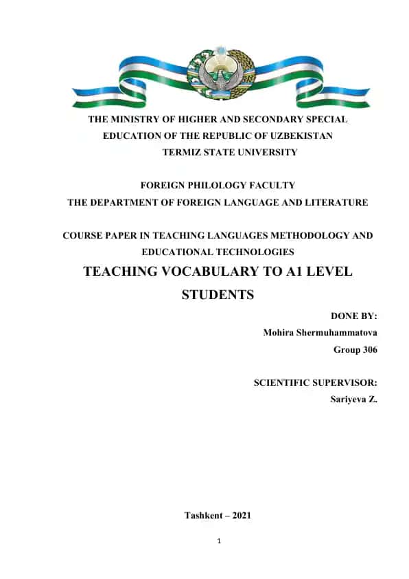 Course Paper in Teaching Languages Methodology and Educational Technologies