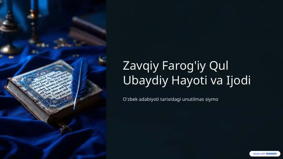 Zavqiy Farog'iy Qul Ubaydiy Hayoti va Ijodi