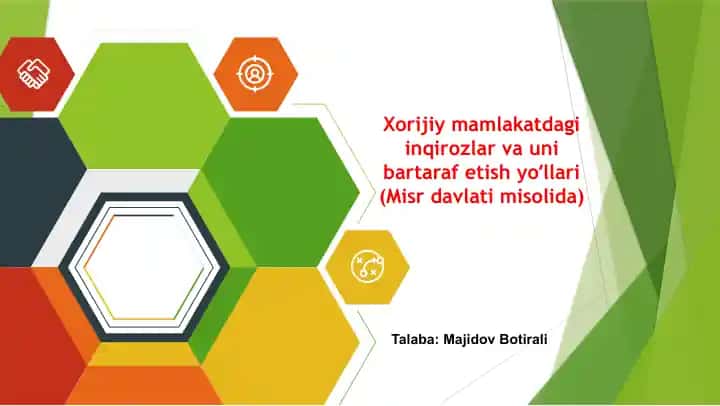 Xorijiy mamlakatdagi inqirozlar va uni bartaraf etish yo‘llari (Misr davlati misolida)