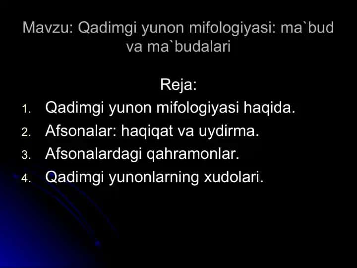 Qadimgi Yunon mifologiyasi: ma'bud va ma'budalari