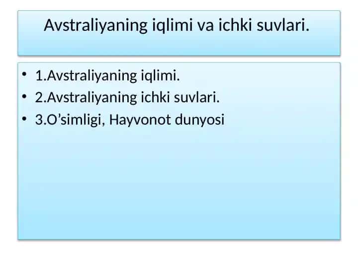 Avstraliyaning iqlimi va ichki suvlari