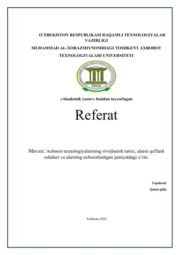 Axborot texnologiyalarining rivojlanish tarixi