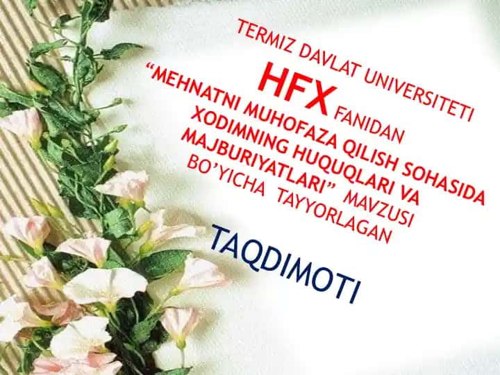 O`zbek Filologiyasi Taqdimoti