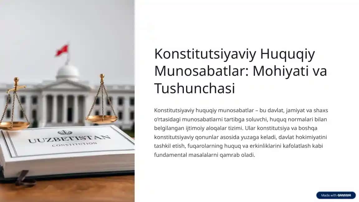 Konstitutsiyaviy Huquqiy Munosabatlar: Mohiyati va Tushunchasi