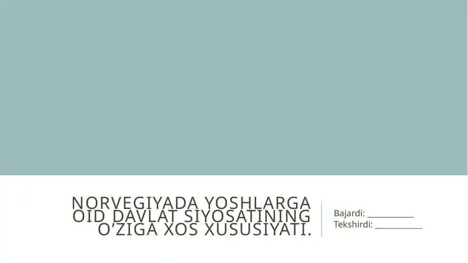 Norvegiyada Yoshlar