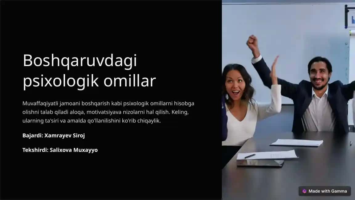 Boshqaruvdagi psixologik omillar