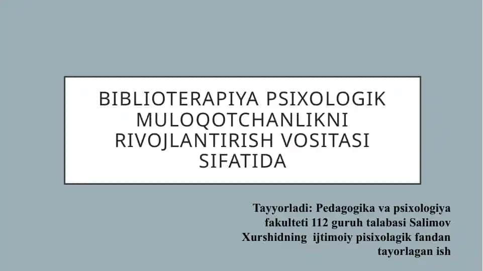 Biblioterapiya