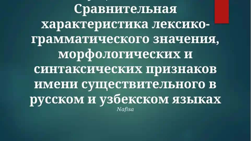 Сравнительная характеристика лексико-грамматического значения, морфологических и синтаксических признаков имени существительного в русском и узбекском языках