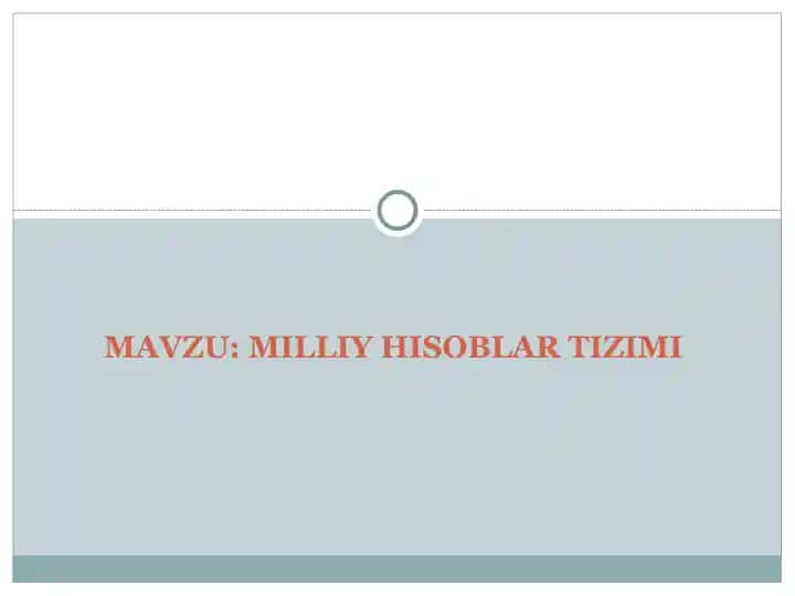 Milliy hisoblar tizimi (MHT)