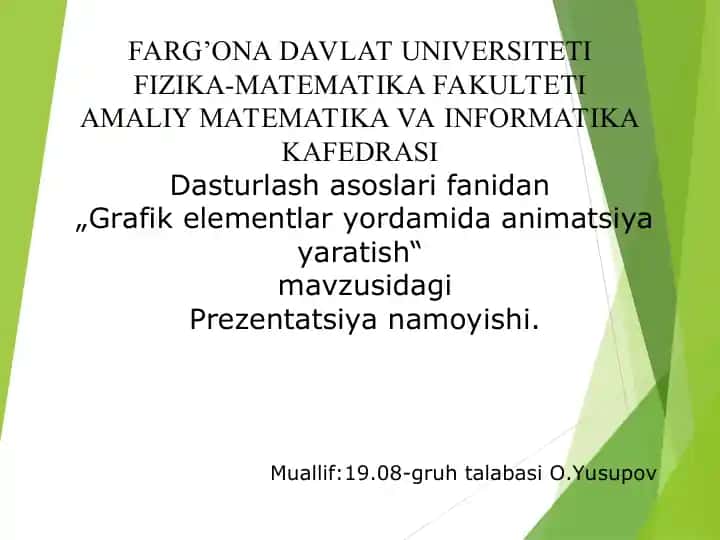Prezentatsiya "Grafik elementlar yordamida animatsiya yaratish"