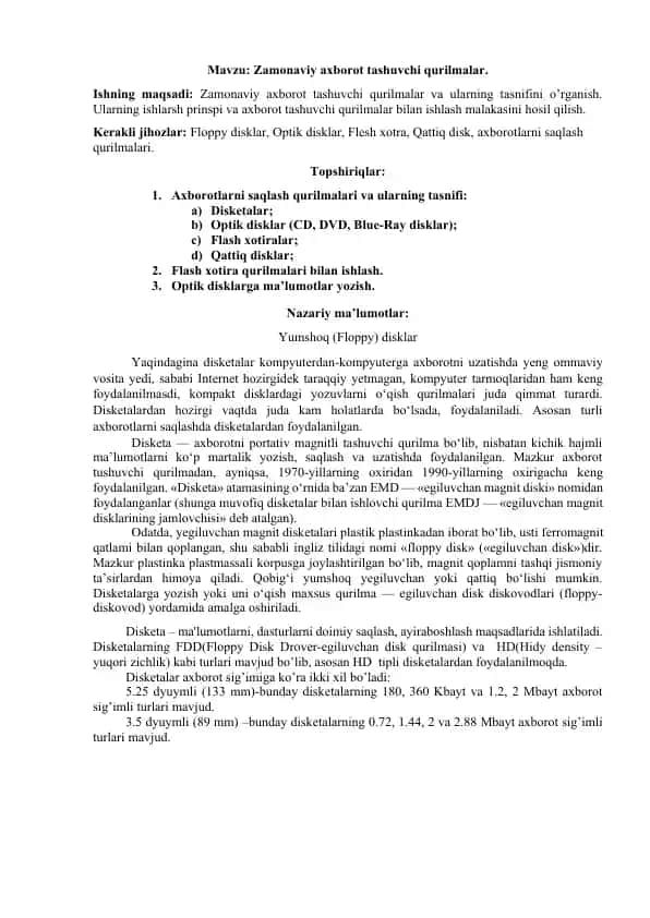 Axborot Tashuvchi Qurilmalar