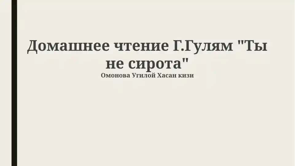 Домашнее чтение Г.Гулям "Ты не сирота"