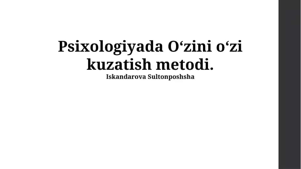 Psixologiyada Oʻzini oʻzi kuzatish metodi