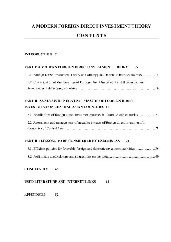 A MODERN FOREIGN DIRECT INVESTMENT THEORY