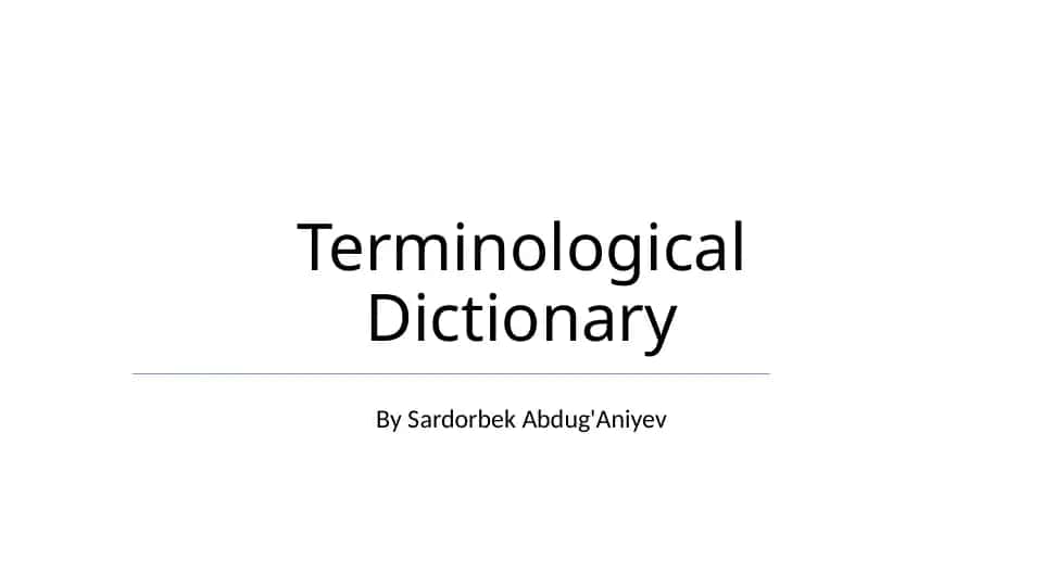 Terminological Dictionary