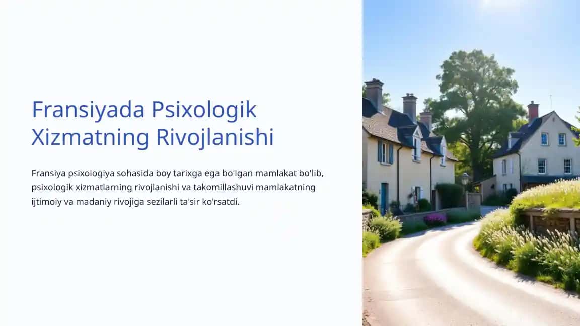 Fransiyada Psixologik Xizmatning Rivojlanishi