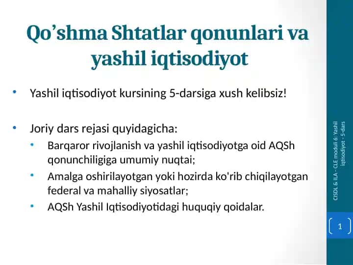 Yashil iqtisodiyot kursi