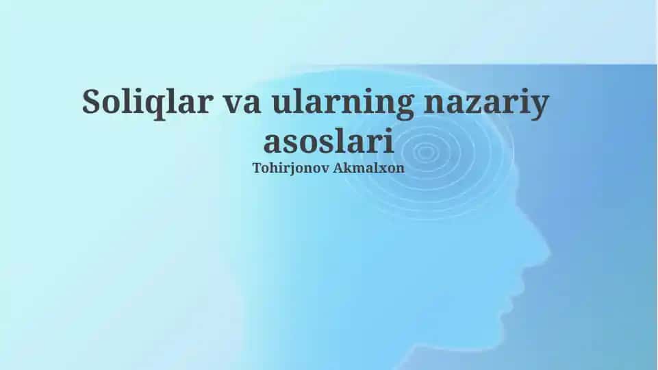 Soliqlar va ularning nazariy asoslari