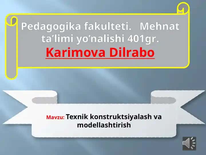 Texnik konstruktsiyalash va modellashtirish