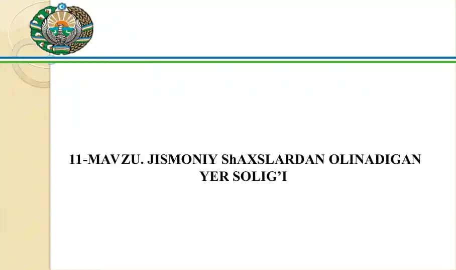 Jismoniy shaxslardan olinadigan Yer solig’i