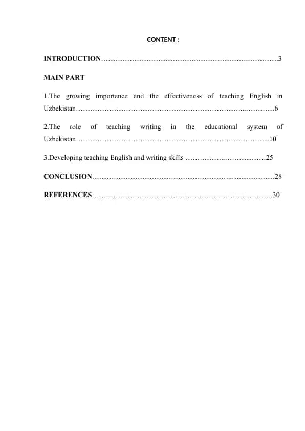 ELT and Teaching Writing in Uzbekistan Educational System