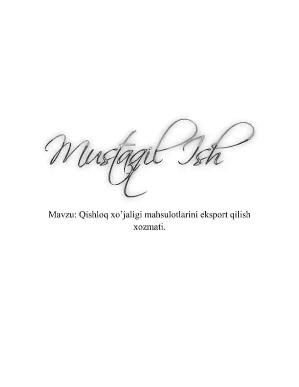Qishloq xo’jaligi mahsulotlarini eksport qilish xizmati