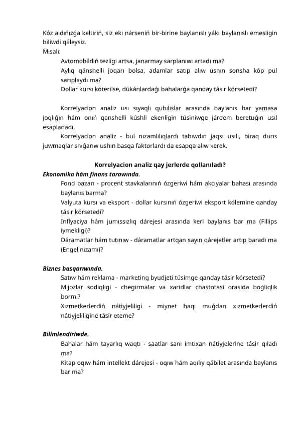 Korrelyatsiya Analizi