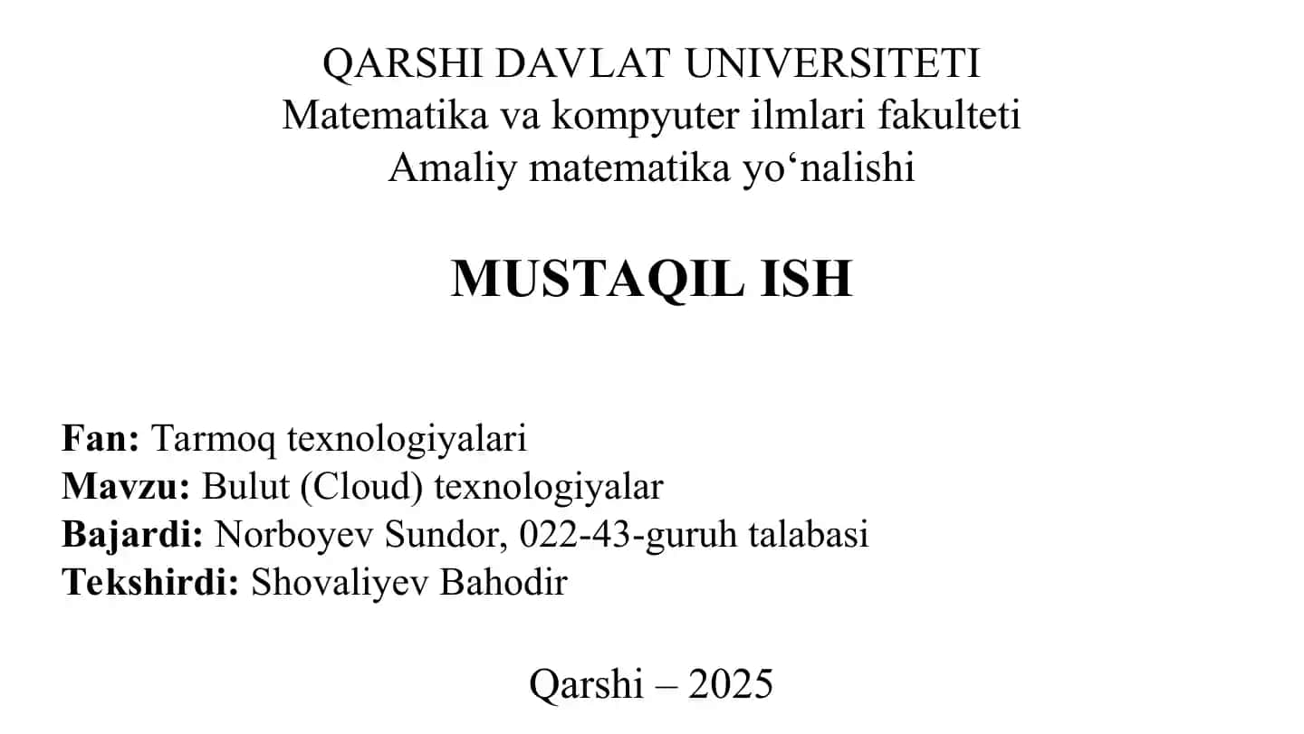 Bulut(cloud) texnologiyalar