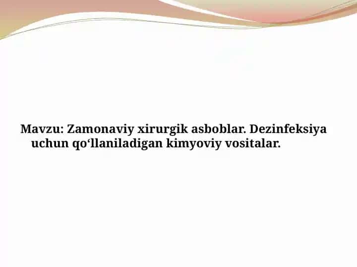 Dezinfeksiya uchun qo'llaniladigan kimyoviy vositalar