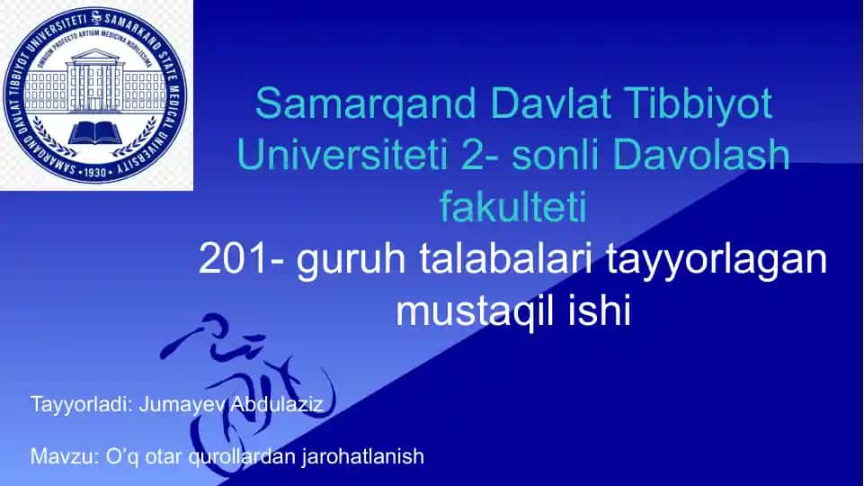 O'q otar qurollardan jarohatlanish