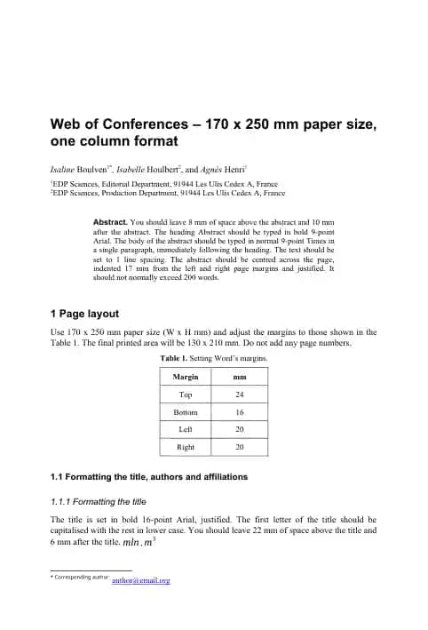 Web of Conferences maqola formatlash shabloni