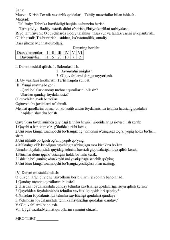 Texnik xavsizlik metodikasi