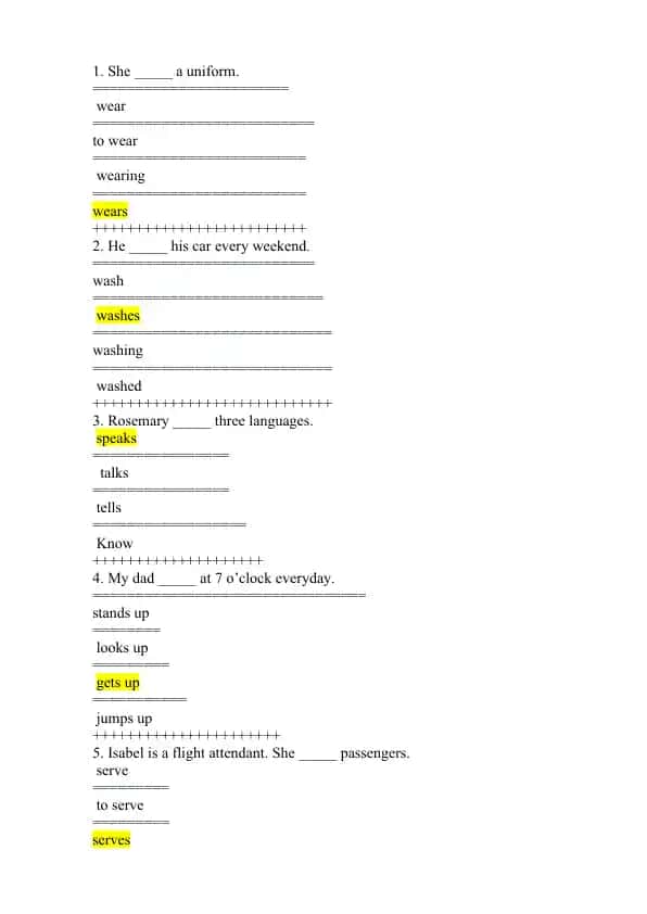 English Verb Practice