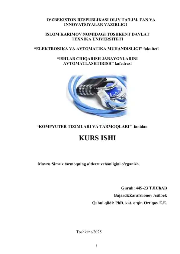 Simsiz tarmoqning o’tkazuvchanligini o’rganish
