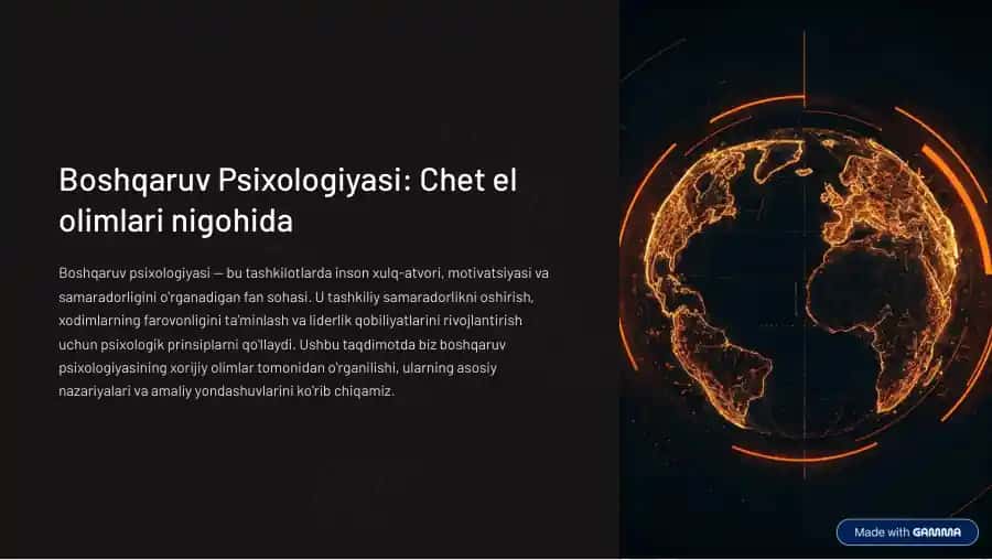 Boshqaruv Psixologiyasi: Chet el olimlari nigohida