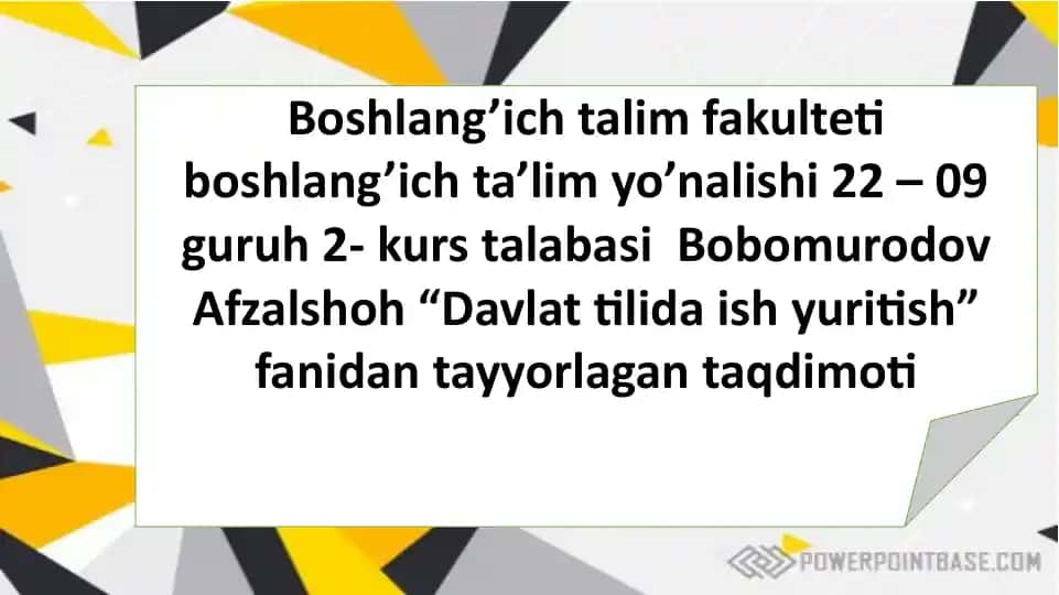 Davlat tilida ish yuritish