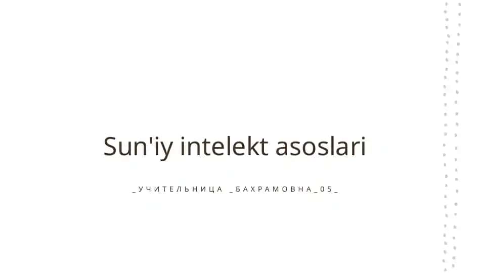 Sun'iy intelekt asoslari