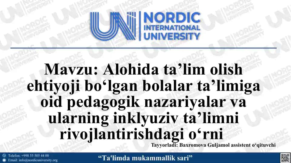 Alohida ta'lim olish ehtiyoji bo'lgan bolalar ta'limiga oid pedagogik nazariyalar
