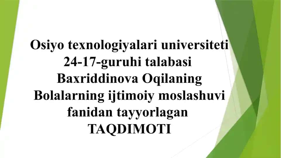 TARBIYA VA IJTIMOIYLASHTIRISH OMILI