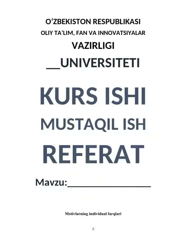 Motivlarning individual farqlari