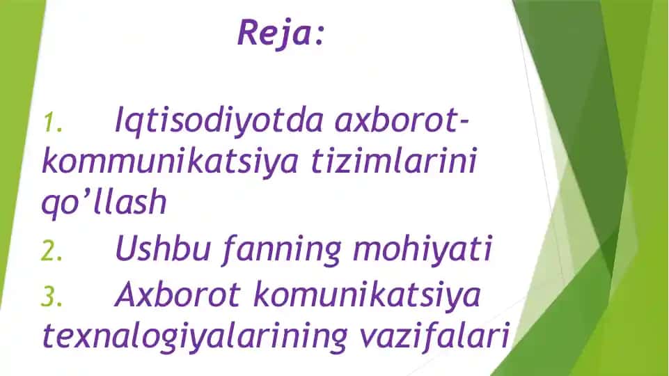 Iqtisodiyotda axborot-kommunikatsiya tizimlarini qo’llash