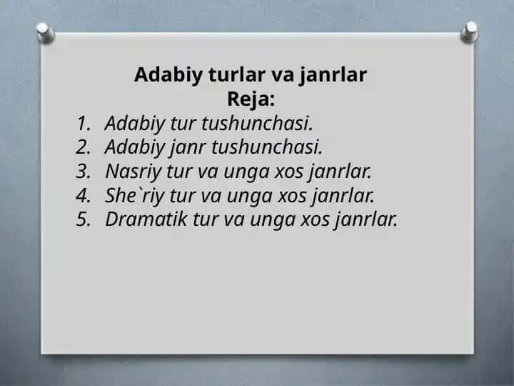 Adabiy turlar va janrlar