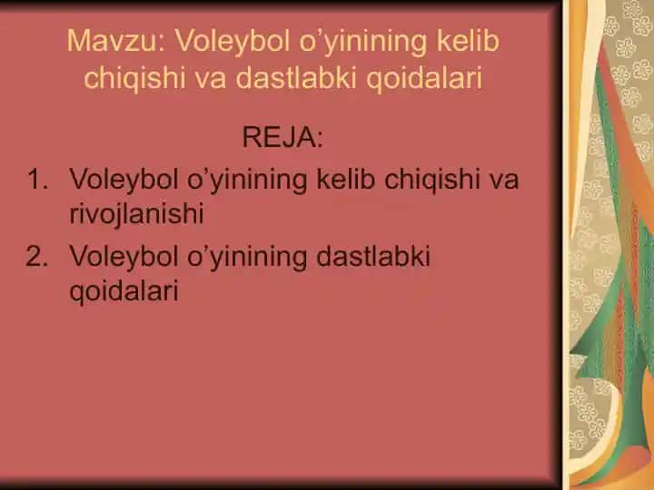 Voleybol o’yinining kelib chiqishi va dastlabki qoidalari