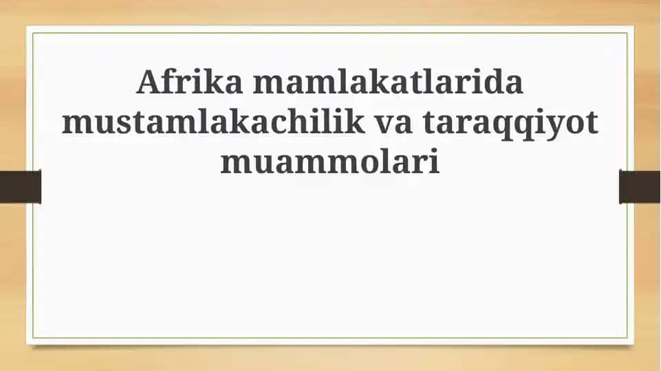 Mustamlakachilik Afrikada