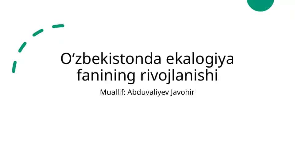 Oʻzbekistonda Ekologiya Fanining Rivojlanishi